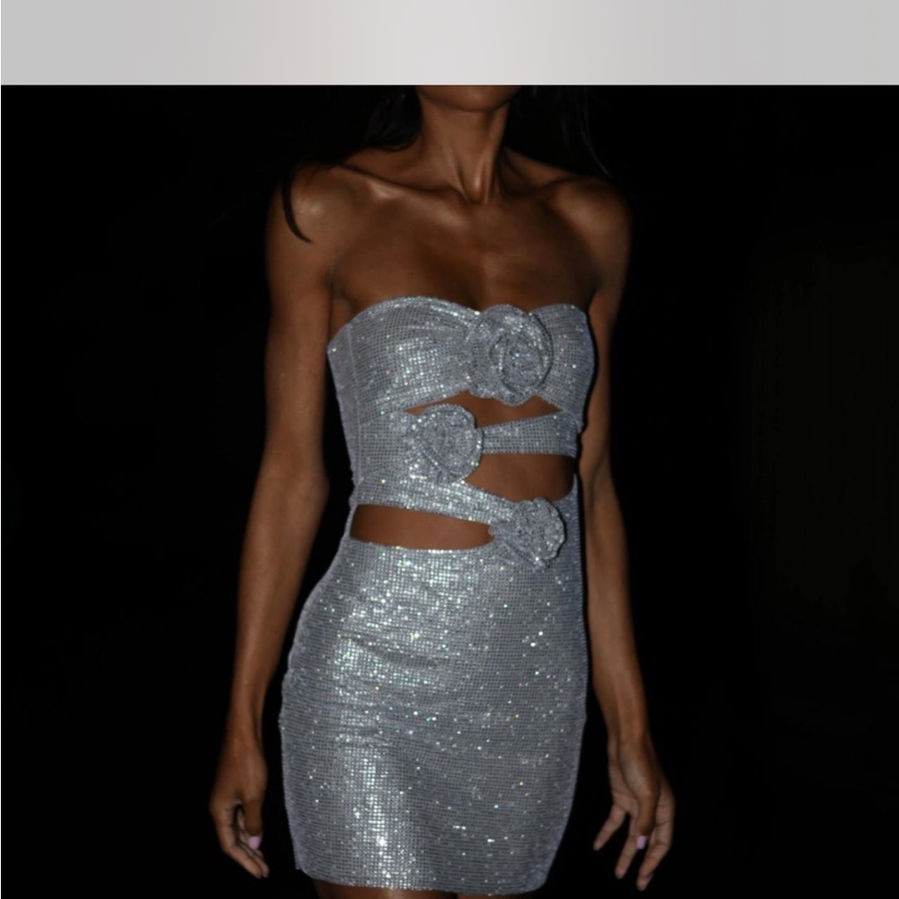 Meshki Silver Embellished Dress